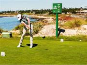 7 September 2025; Gavin Tiernan of Great Britain and Ireland plays his tee shot on the second hole during the afternoon singles matches of day two of the 50th Walker Cup at Cypress Point Club in California, USA. Photo by Brian Spurlock/Sportsfile