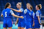 7 September 2025; Waterford players Laura Stafford, right, and Shauna Wall celebrate after the FAI Women’s Angela Hearst Inter-League Cup final match between Waterford Women's & Schoolgirls League and Wexford District Women’s & Schoolgirls League at the Regional Sports Centre in Waterford. Photo by Shauna Clinton/Sportsfile