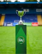 7 September 2025; A general view of the Angela Hearst Memorial Cup before the FAI Women’s Angela Hearst Inter-League Cup final match between Waterford Women's & Schoolgirls League and Wexford District Women’s & Schoolgirls League at the Regional Sports Centre in Waterford. Photo by Shauna Clinton/Sportsfile