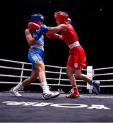 9 September 2025; Yuna Ninshinaka of Japan, right, in action against Zareen Nikhat of India during their Women's 51kg Round of 16 bout during the World Boxing Championships 2025 at M&S Bank Arena in Liverpool, England. Photo by Ben McShane/Sportsfile
