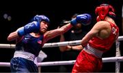 9 September 2025; Aneta Rygielska of Poland, right, in action against Jajaira Gonzalez of United States during their Women's 60kg Round of 16 bout  during the World Boxing Championships 2025 at M&S Bank Arena in Liverpool, England. Photo by Ben McShane/Sportsfile