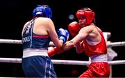 9 September 2025; Aneta Rygielska of Poland, right, in action against Jajaira Gonzalez of United States during their Women's 60kg Round of 16 bout  during the World Boxing Championships 2025 at M&S Bank Arena in Liverpool, England. Photo by Ben McShane/Sportsfile