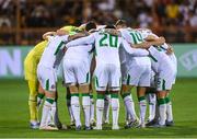 9 September 2025; The Republic of Ireland team huddle before the FIFA World Cup 2026 Group F qualifying match between Armenia and Republic of Ireland at Vazgen Sargsyan Republican Stadium in Yerevan, Armenia. Photo by Stephen McCarthy/Sportsfile