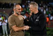 9 September 2025; Armenia head coach Iegishe Melikian, left, and Republic of Ireland head coach Heimir Hallgrimsson before the FIFA World Cup 2026 Group F qualifying match between Armenia and Republic of Ireland at Vazgen Sargsyan Republican Stadium in Yerevan, Armenia. Photo by Stephen McCarthy/Sportsfile