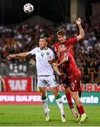 9 September 2025; Dara O'Shea of Republic of Ireland in action against Georgii Arutiunian and Kamo Hovhannisyan of Armenia during the FIFA World Cup 2026 Group F qualifying match between Armenia and Republic of Ireland at Vazgen Sargsyan Republican Stadium in Yerevan, Armenia. Photo by Stephen McCarthy/Sportsfile