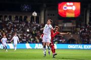 9 September 2025; Evan Ferguson of Republic of Ireland in action against Erik Piloyan of Armenia during the FIFA World Cup 2026 Group F qualifying match between Armenia and Republic of Ireland at Vazgen Sargsyan Republican Stadium in Yerevan, Armenia. Photo by Stephen McCarthy/Sportsfile
