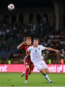 9 September 2025; Evan Ferguson of Republic of Ireland in action against Erik Piloyan of Armenia during the FIFA World Cup 2026 Group F qualifying match between Armenia and Republic of Ireland at Vazgen Sargsyan Republican Stadium in Yerevan, Armenia. Photo by Stephen McCarthy/Sportsfile