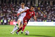 9 September 2025; Lucas Zelarayán of Armenia in action against Jake O'Brien of Republic of Ireland during the FIFA World Cup 2026 Group F qualifying match between Armenia and Republic of Ireland at Vazgen Sargsyan Republican Stadium in Yerevan, Armenia. Photo by Stephen McCarthy/Sportsfile
