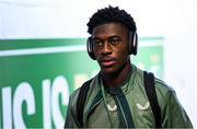 9 September 2025; James Abankwah of Republic of Ireland arrives before the UEFA European U21 Championship qualifying match between Republic of Ireland and Andorra at Tallaght Stadium in Dublin. Photo by Ramsey Cardy/Sportsfile