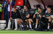 9 September 2025; Republic of Ireland head coach Heimir Hallgrimsson, left, and his management team dueing the FIFA World Cup 2026 Group F qualifying match between Armenia and Republic of Ireland at Vazgen Sargsyan Republican Stadium in Yerevan, Armenia. Photo by Stephen McCarthy/Sportsfile