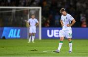 9 September 2025; Evan Ferguson of Republic of Ireland reacts after the FIFA World Cup 2026 Group F qualifying match between Armenia and Republic of Ireland at Vazgen Sargsyan Republican Stadium in Yerevan, Armenia. Photo by Stephen McCarthy/Sportsfile