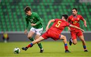 9 September 2025; Cathal McCarthy of Republic of Ireland in action against Alex Cornella of Andorra during the UEFA European U21 Championship qualifying match between Republic of Ireland and Andorra at Tallaght Stadium in Dublin. Photo by Ramsey Cardy/Sportsfile