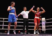 9 September 2025; Lisa O'Rourke of Ireland reacts as Lekeisha Pergoliti of Australia is declared victorious, a split-decision, by referee Muhammad Arisa Putra Pohan after their Women's 70kg quarterfinal bout during the World Boxing Championships 2025 at M&S Bank Arena in Liverpool, England. Photo by Ben McShane/Sportsfile
