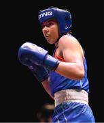 9 September 2025; Lisa O'Rourke of Ireland during their Women's 70kg quarterfinal bout against Lekeisha Pergoliti of Australia during the World Boxing Championships 2025 at M&S Bank Arena in Liverpool, England. Photo by Ben McShane/Sportsfile