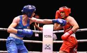 9 September 2025; Lekeisha Pergoliti of Australia, right, in action against Lisa O'Rourke of Ireland during their Women's 70kg quarterfinal bout during the World Boxing Championships 2025 at M&S Bank Arena in Liverpool, England. Photo by Ben McShane/Sportsfile
