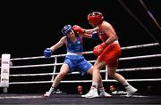 9 September 2025; Lekeisha Pergoliti of Australia, right, in action against Lisa O'Rourke of Ireland during their Women's 70kg quarterfinal bout during the World Boxing Championships 2025 at M&S Bank Arena in Liverpool, England. Photo by Ben McShane/Sportsfile