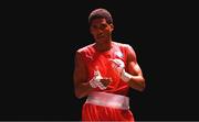 9 September 2025; Alejandro Claro Fiz of Cuba celebrates after winning in their Men's 50kg Round of 16 bout against Istvan Szaka of Hungary during the World Boxing Championships 2025 at M&S Bank Arena in Liverpool, England. Photo by Ben McShane/Sportsfile