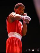 9 September 2025; Alejandro Claro Fiz of Cuba celebrates after winning in their Men's 50kg Round of 16 bout against Istvan Szaka of Hungary during the World Boxing Championships 2025 at M&S Bank Arena in Liverpool, England. Photo by Ben McShane/Sportsfile