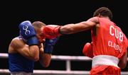 9 September 2025; Alejandro Claro Fiz of Cuba, right, in action against Istvan Szaka of Hungary during their Men's 50kg Round of 16 bout during the World Boxing Championships 2025 at M&S Bank Arena in Liverpool, England. Photo by Ben McShane/Sportsfile