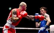 9 September 2025; Lasha Guruli of Georgia, left, in action against Dean Clancy of Ireland during their Men's 65kg Round of 16 bout during the World Boxing Championships 2025 at M&S Bank Arena in Liverpool, England. Photo by Ben McShane/Sportsfile