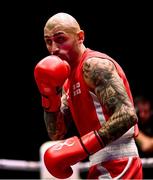 9 September 2025; Lasha Guruli of Georgia during their Men's 65kg Round of 16 bout against Dean Clancy of Ireland during the World Boxing Championships 2025 at M&S Bank Arena in Liverpool, England. Photo by Ben McShane/Sportsfile