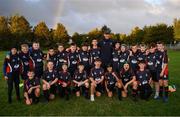 10 September 2025; Ahead of this weekend's game against Cardiff Rugby at Tallaght Stadium, Leinster Rugby Head Coach Leo Cullen attended a training evening at Tallaght RFC where he shared tips and stories with players from teams from U-11s to senior. As part of the visit Cullen also donated match tickets and a signed winning URC jersey to the club to use for fundraising initiatives. Photo by David Fitzgerald/Sportsfile