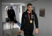 9 September 2025; Republic of Ireland goalkeeper Mark Travers arrives for the FIFA World Cup 2026 Group F qualifying match between Armenia and Republic of Ireland at Vazgen Sargsyan Republican Stadium in Yerevan, Armenia. Photo by Stephen McCarthy/Sportsfile