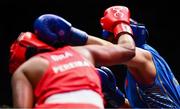 10 September 2025; Viviane Dos Santos Pereira of Brazil, left, in action against Lina Wang of China during their Women's 75kg quarterfinal bout of China during the World Boxing Championships 2025 at M&S Bank Arena in Liverpool, England. Photo by Ben McShane/Sportsfile