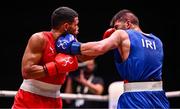 10 September 2025; Erislandy Alvarez Borges of Cuba, left, in action against Ali Habibnezhad of Iran during their Men's 65kg quarterfinal bout during the World Boxing Championships 2025 at M&S Bank Arena in Liverpool, England. Photo by Ben McShane/Sportsfile