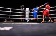 10 September 2025; Erislandy Alvarez Borges of Cuba, right, in action against Ali Habibnezhad of Iran during their Men's 65kg quarterfinal bout during the World Boxing Championships 2025 at M&S Bank Arena in Liverpool, England. Photo by Ben McShane/Sportsfile