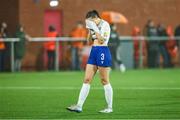 10 September 2025; Kayleigh Shine of Athlone Town looks dejected at full time during the UEFA Women's Europa Cup first qualifying round first leg match between Glasgow City and Athlone Town at Petershill Park in Glasgow, Scotland. Photo by Ross MacDonald/Sportsfile