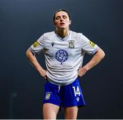 10 September 2025; Roisin Molloy of Athlone Town looks dejected at full time after the UEFA Women's Europa Cup first qualifying round first leg match between Glasgow City and Athlone Town at Petershill Park in Glasgow, Scotland. Photo by Ross MacDonald/Sportsfile
