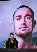 11 September 2025; Paddy Donovan during a media conference at The ICC in Belfast ahead of his IBF World Welterweight bout against Lewis Crocker at Clearer Twist National Football Stadium Windsor Park in Belfast on Saturday night. Photo by Ramsey Cardy/Sportsfile
