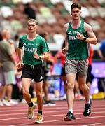 12 September 2025; Darragh Mcelhinney of Ireland, left, and teammate Cian McPhillips during the official open training session ahead of the World Athletics Championships Tokyo 2025 at Japan National Stadium in Tokyo, Japan. Photo by Sam Barnes/Sportsfile