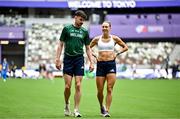 12 September 2025; Cillin Greene of Ireland, left, and teammate Sophie Becker during the official open training session ahead of the World Athletics Championships Tokyo 2025 at Japan National Stadium in Tokyo, Japan. Photo by Sam Barnes/Sportsfile