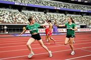 12 September 2025; Michelle Duggan of Ireland, left, and teammate Jenna Breen during the official open training session ahead of the World Athletics Championships Tokyo 2025 at Japan National Stadium in Tokyo, Japan. Photo by Sam Barnes/Sportsfile