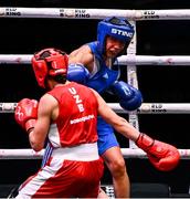 12 September 2025; Sabina Bobokulova of Uzbekistan, left, in action against Giovanna Marchese of Italy during their Women's 48kg quarterfinal bout during the World Boxing Championships 2025 at M&S Bank Arena in Liverpool, England. Photo by Ben McShane/Sportsfile