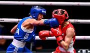 12 September 2025; Sabina Bobokulova of Uzbekistan, right, in action against Giovanna Marchese of Italy during their Women's 48kg quarterfinal bout during the World Boxing Championships 2025 at M&S Bank Arena in Liverpool, England. Photo by Ben McShane/Sportsfile