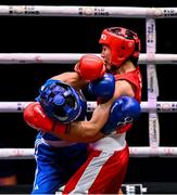 12 September 2025; Sabina Bobokulova of Uzbekistan, right, in action against Giovanna Marchese of Italy during their Women's 48kg quarterfinal bout during the World Boxing Championships 2025 at M&S Bank Arena in Liverpool, England. Photo by Ben McShane/Sportsfile