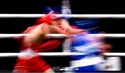 12 September 2025; Minakshi Minakshi of India, left, in action against Alice Pumphrey of England during their Women's 48kg quarterfinal bout during the World Boxing Championships 2025 at M&S Bank Arena in Liverpool, England. Photo by Ben McShane/Sportsfile
