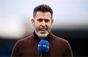 12 September 2025; Shamrock Rovers manager Stephen Bradley is interviewed for RTÉ Sport before the Sports Direct Men’s FAI Cup quarter-final match between Drogheda United and Shamrock Rovers at Sullivan & Lambe Park in Drogheda, Louth. Photo by Seb Daly/Sportsfile
