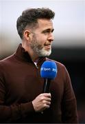 12 September 2025; Shamrock Rovers manager Stephen Bradley is interviewed for RTÉ Sport before the Sports Direct Men’s FAI Cup quarter-final match between Drogheda United and Shamrock Rovers at Sullivan & Lambe Park in Drogheda, Louth. Photo by Seb Daly/Sportsfile