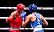 12 September 2025; Omailyn Carolina Alcala Ceogovia of Venezuela, left, in action against Jaismine Jaismine of India during their Women's 57kg semi-final bout during the World Boxing Championships 2025 at M&S Bank Arena in Liverpool, England. Photo by Ben McShane/Sportsfile