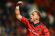 12 September 2025; Mike Haley of Munster celebrates scoring a try during the pre-season friendly match between Munster and Bath at Virgin Media Park in Cork. Photo by Piaras Ó Mídheach/Sportsfile