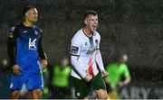 12 September 2025; Evan McLaughlin of Cork City celebrates after scoring his side's third goal during the Sports Direct Men’s FAI Cup quarter-final match between Finn Harps and Cork City at Finn Park in Ballybofey, Donegal. Photo by Ramsey Cardy/Sportsfile