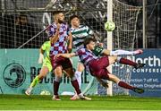 12 September 2025; Andrew Quinn of Drogheda United scores his side's equalising goal in additional time of normal time during the Sports Direct Men’s FAI Cup quarter-final match between Drogheda United and Shamrock Rovers at Sullivan & Lambe Park in Drogheda, Louth. Photo by Seb Daly/Sportsfile