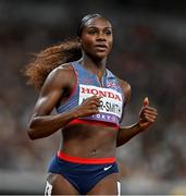 13 September 2025; Dina Asher-Smith of Great Britain after finshing second in the women's 100m heats during day one of the World Athletics Championships Tokyo 2025 at Japan National Stadium in Tokyo, Japan. Photo by Sam Barnes/Sportsfile