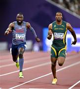13 September 2025; Romell Glave of Great Britain, left, competes in the men's 100m heats during day one of the World Athletics Championships Tokyo 2025 at Japan National Stadium in Tokyo, Japan. Photo by Sam Barnes/Sportsfile