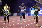 13 September 2025; Romell Glave of Great Britain, centre, competes in the men's 100m heats during day one of the World Athletics Championships Tokyo 2025 at Japan National Stadium in Tokyo, Japan. Photo by Sam Barnes/Sportsfile