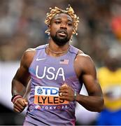 13 September 2025; Noah Lyles of United States after competing in the men's 100m heat during day one of the World Athletics Championships Tokyo 2025 at Japan National Stadium in Tokyo, Japan. Photo by Sam Barnes/Sportsfile